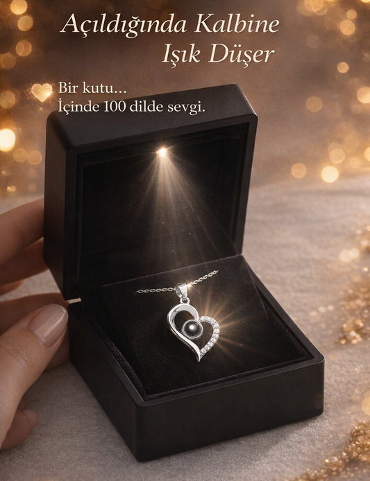 100 Dilde Seni Seviyorum Yazılı Gümüş Sevgili Kolyesi