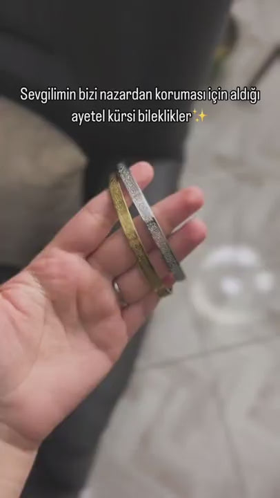 Özel Gold Ve Gümüş Renk 2'li Ayetel Kürsi Bileklik Ayarlanabilir